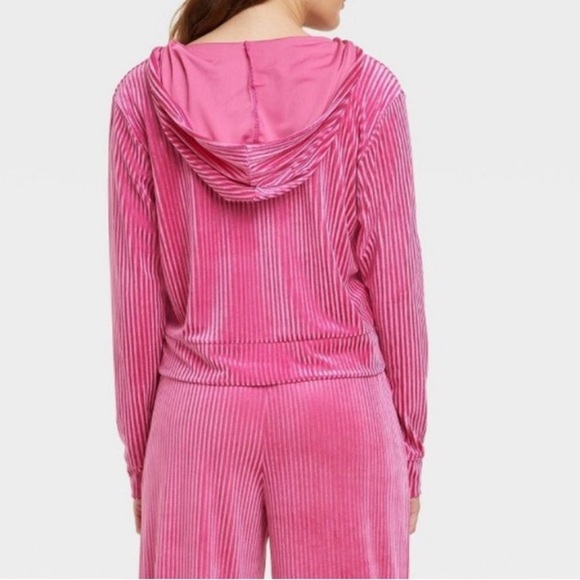 Colsie Pink Velour ribbed  Hoodie - Picture 2 of 7